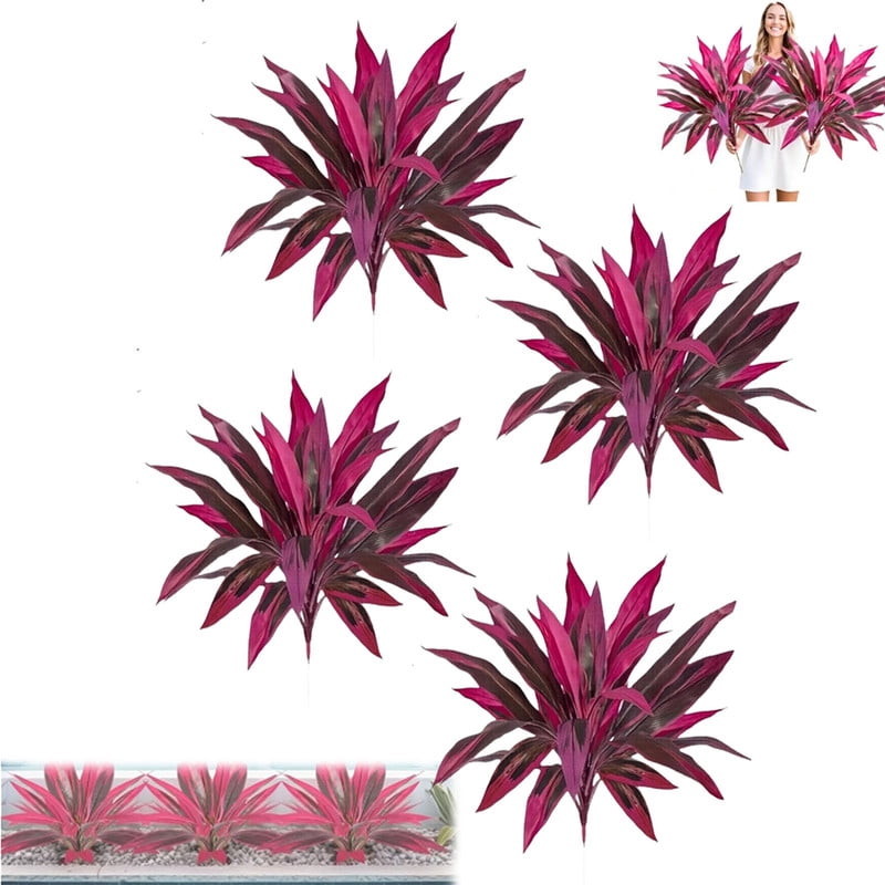 Large Realistic Artificial Boston Fern & Dragon's Blood Tree, Plants with Vibrant/Leaves, Outdoor Fake Plants for Garden, Patio, Wedding, Balcony