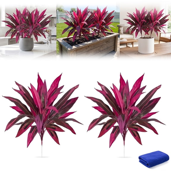 Large Realistic Artificial Boston Fern & Dragon's Blood Tree, Premium UV Resistant Fake Ferns, Boston Ferns Artificial Plants, Outdoor Fake Plants for Garden, Patio, Wedding, Balcony