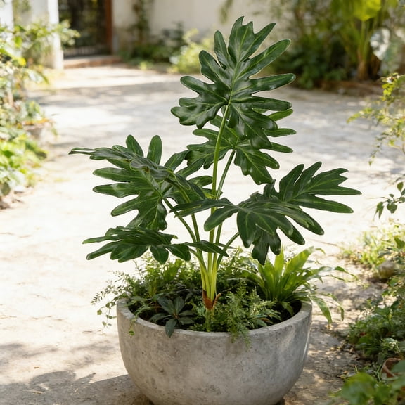 Large Realistic Artificial Tropical Leaf Ornament, Banana Leaf Monstera Philodendron Mix, Indoor Outdoor Courtyard Wall Or Table Display, Waterproof Aging Plastic, Maintenance Free, Multiple Sizes