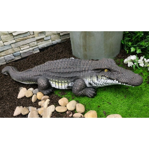 Large Realistic Prowling Alligator Crocodile Yard Garden Home Statue 39" Long