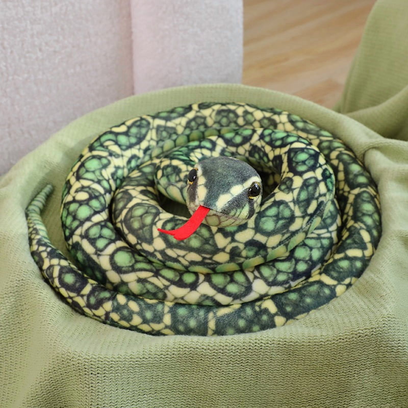 Large Realistic Snake Plushies - 78.8" Green-Spotted Python Stuffed ...