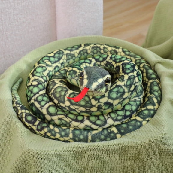 Large Realistic Snake Plushies - 78.8" Green-Spotted Python Stuffed Animals Toys, Gifts & Party Decorations