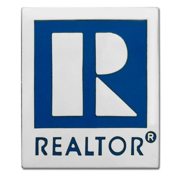 Large Realtor Logo Branded Silver Lapel Pin, Magnetic Back, .75in x .88in