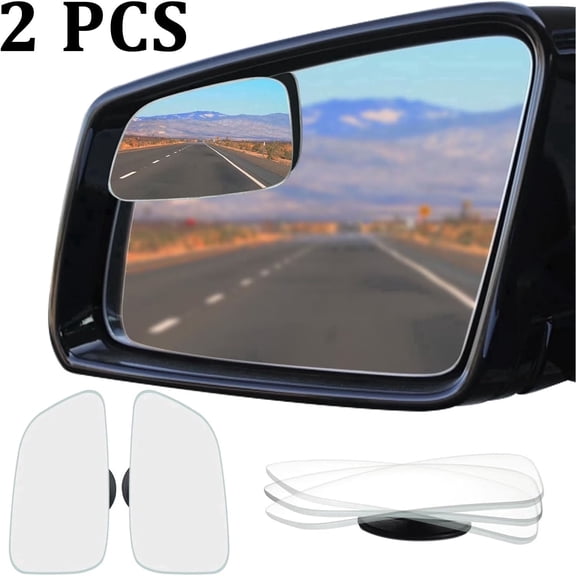 OFEFE 2-Pack Large Rear View Blind Spot Mirror, Frameless HD Glass Convex Wide Angle Stick on Wing Mirror Rearview Car for Car SUV and Truck