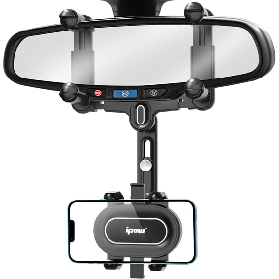 Large Rearview Mirror Phone Holder, Rotatable and Retractable, Anti-Shake Phone Mount for Car Compatible with iPhone 17/16/15/14/13/12/11 Pro Max, Samsung All 4-7 Inch Phones