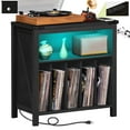 thumbnail image 1 of Large Record Player Stand with Charging Station & USB Ports, Record Storage Cabinet Holds up to 230 Albums, Turntable Stand for Living Room - Black, 1 of 8