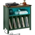 thumbnail image 1 of Large Record Player Table with Charging Station & LED Lights, Green Vinyl Record Storage Cabinet Holds up to 230 Albums, Turntable Stand with Display Shelf for Music Room Bedroom Living Room, 1 of 9