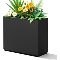 Large Rectangle Planter Metal Black Planter Box with a Drainage Hole and a Removable Divider Indoor Outdoor Porch Pots for Tall , Trees, Flowers 29.92"x 12.01" x 24.02" Black