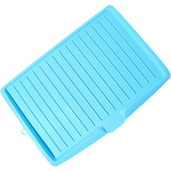 Large Rectangular Dish Drying Tray, 17.5" Multi-Functional Kitchen Drainer Board for Dishes, Fruits and Vegetables, Modern Minimalist Plastic Cutlery Drying Rack