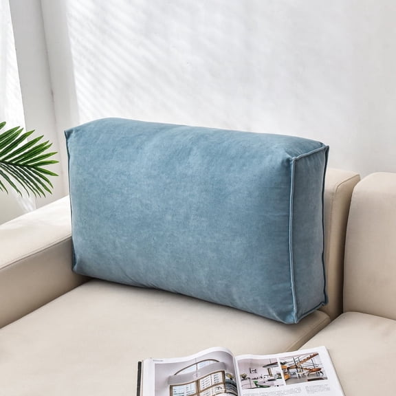 Large Rectangular Sofa Back Cushion, Cotton Velvet Lumbar Support Throw Pillow, Removable Cover Reading Waist Pad for Bedside & Bay Window