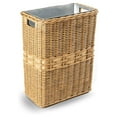 Large Rectangular Wicker Waste Basket with Metal Liner, 14.5 in L x 9