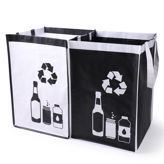 Large Recycle Waste Bag For Kitchen Home- Indoor Recycling Bins Trash Sorting Organizer Reusable And Waterproof 2 Pack