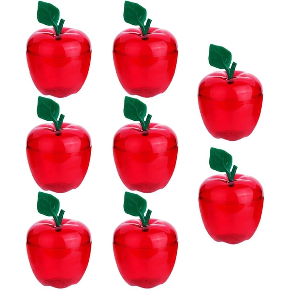 8 Pack Large Red Plastic Candy Jars, Apple Shaped Containers for teacher appreciation gifts, classroom wedding valentine party decor