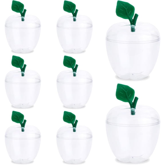 Large Red Apple Container Jar for Teachers,Apple Shaped Candy Jar Back To School Teacher Appreciation Gift,Plastic Apple Decor Classroom Wedding Valentine Party Decorations Supplies(8 Pack)