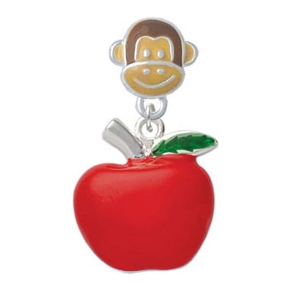 Large Red Apple - Monkey Face Charm Bead