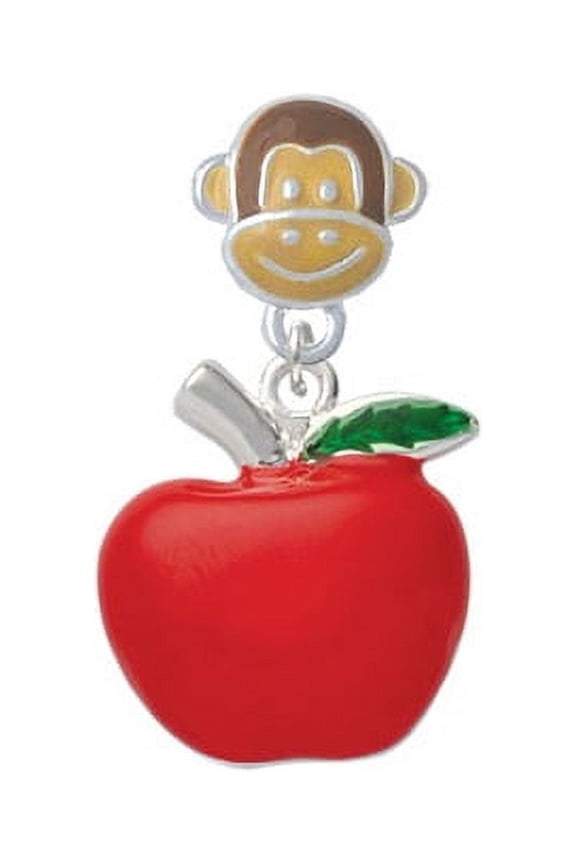 Large Red Apple - Monkey Face Charm Bead