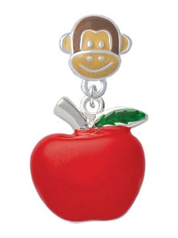 Large Red Apple - Monkey Face Charm Bead