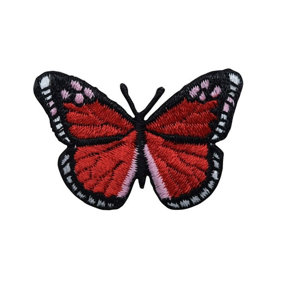 Large - Red/Black Monarch Butterfly - Iron on Applique/Embroidered Patch