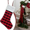 thumbnail image 1 of Large Red Black Plaid Christmas Stocking, 19 inch Xmas Buffalo Plaid Hanging Stocking Decoration, Personalized Stocking Decoration for Christmas Tree, Holiday Christmas Decorations Indoor, 1 of 9