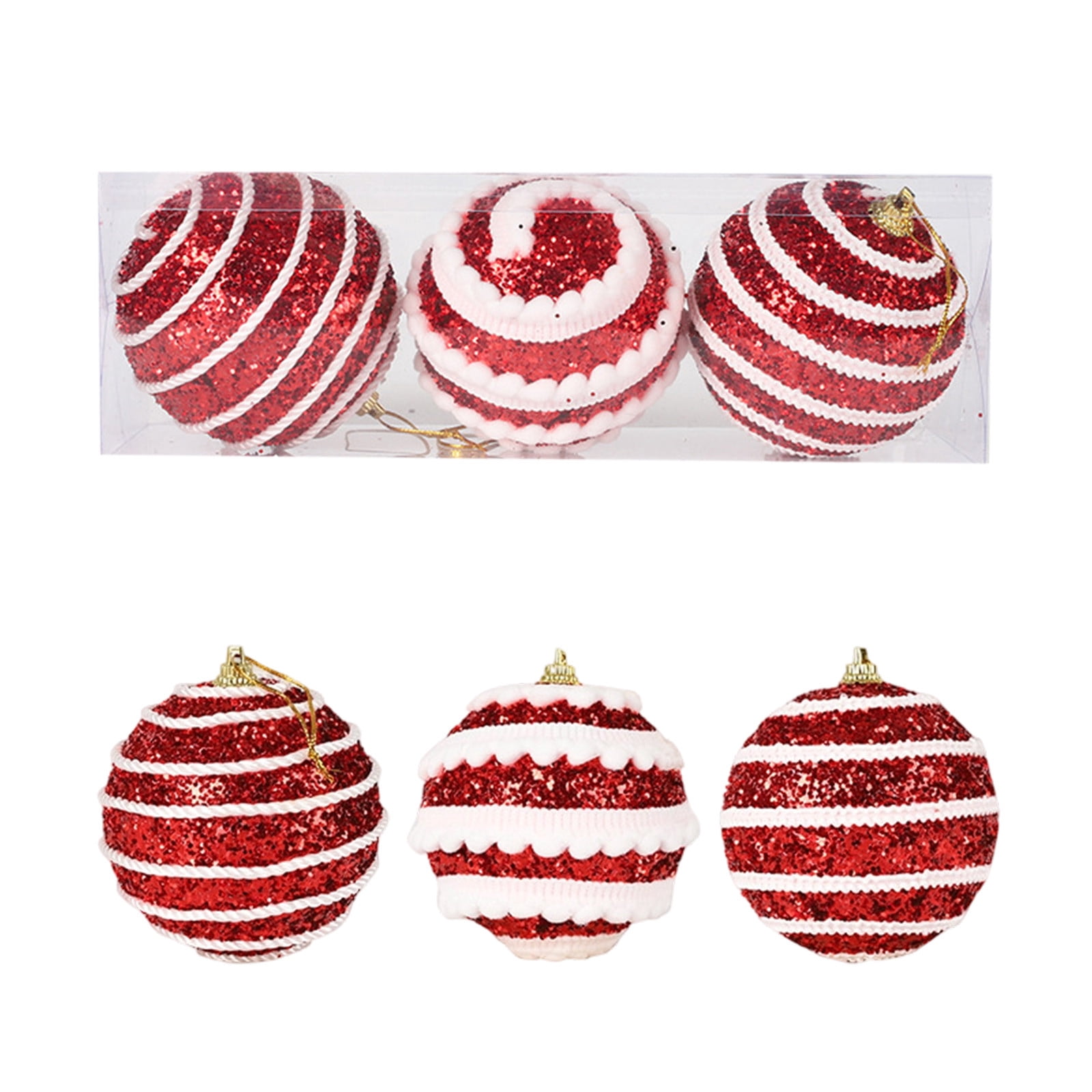 Large Red Christmas Ball Ornaments, 3-Pack Big Plastic Christmas Tree ...