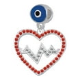 thumbnail image 1 of Large Red Crystal Heart with Clear Heartbeat - Blue Evil Eye Charm Bead, 1 of 1
