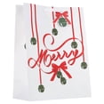 Large Red/Green/White Merry Ribbon and Bells Christmas Paper Gift Bag ...