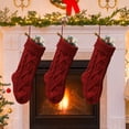 thumbnail image 1 of Large Red Knitted Christmas Stocking – 45.7cm (18in) Classic Cable-Knit Fireplace Stocking – Hanging Christmas Decor, 1 of 6