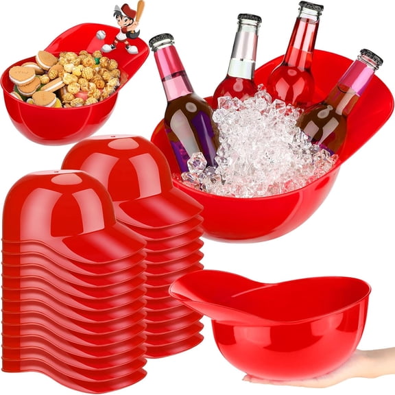 Large Red Plastic Helmet-Shaped Bowl for Snacks Ice Cream or Dessert (20 Count)
