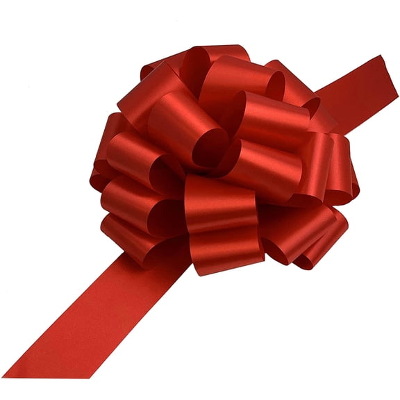 Large Red Ribbon Pull Bows - 9" Wide, Set of 6, Memorial Day, 4th of July, America 250 Anniversary, Mother's Day, Wreath, Fundraiser, Gift Basket, USA Patriotic Decor, Team Colors, Birthday