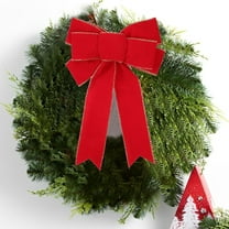 Large Red Velvet Christmas Bow - 20x10 Inch Double Layer Bow with Gold Trim for Xmas Tree Topper Wreath Indoor Outdoor Decoration