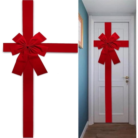 Large Red Velvet Christmas Bows,Christmas Cabinet Door Ribbon Bow,Christmas Bow Wrapping Decorations,Front Door Bow Christmas Tree Bow for Xmas Holiday Decorations Christmas Front Door Party Supplies