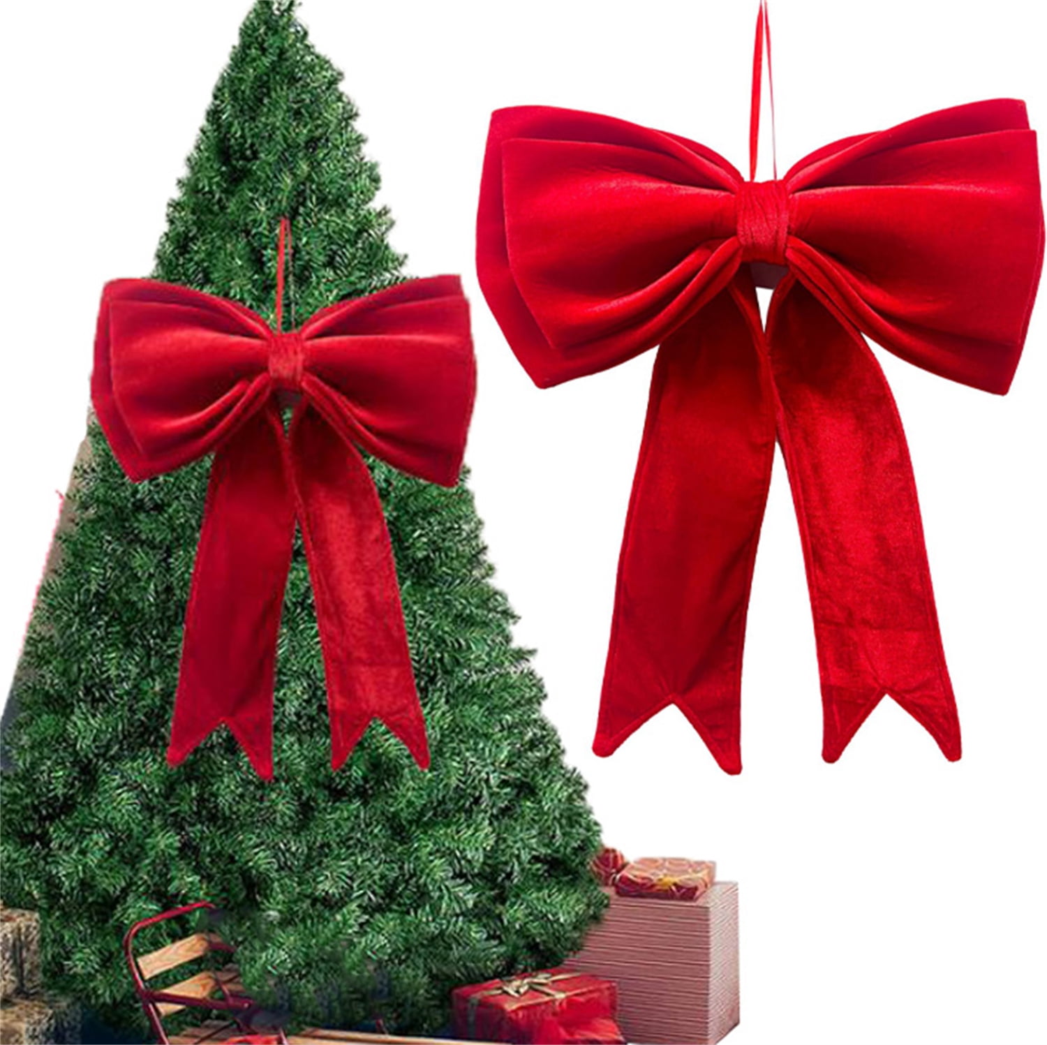 Large Red Velvet Christmas Bows,TGY 19”x25”Christmas Tree Topper Bow ...
