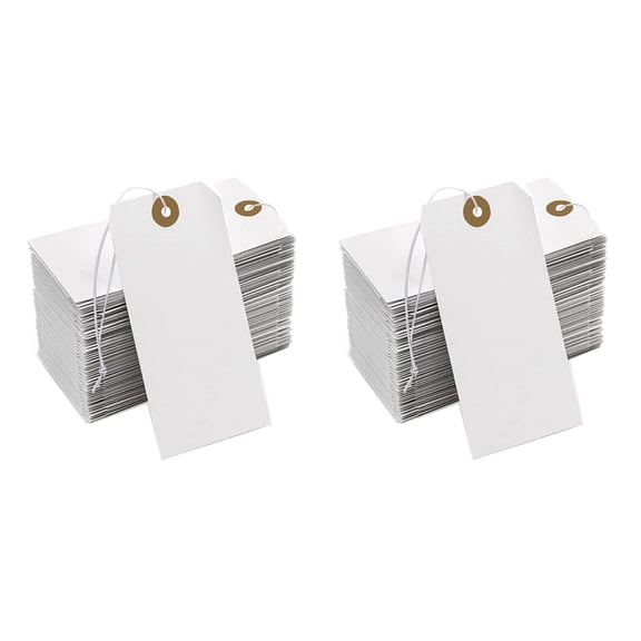 Large Reinforcing Hole Paper Tag with String Attached,400 Pcs Hanging Tags Elastic Rope Attached