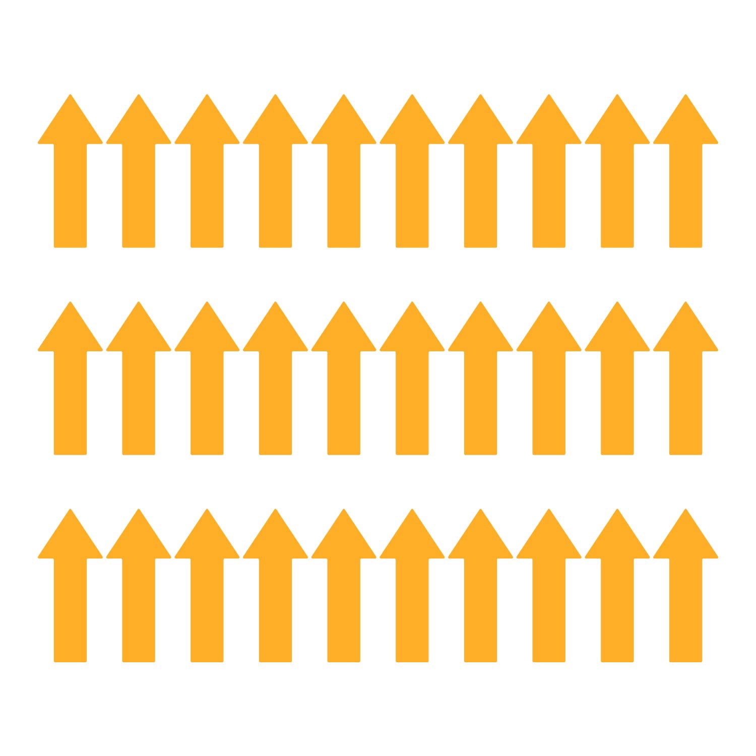 Large Removable Arrow Decals, 12 Inch Golden Yellow Traffic Direction Stickers, Temporary Floor Wall Safety Markers, 30 Pack