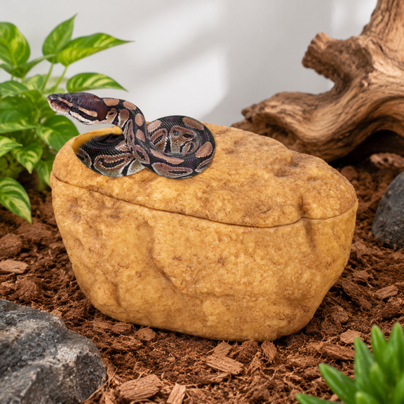 Large Reptile Cave 3-in-1 Habitat for Ball Pythons, Geckos, Corn Snakes