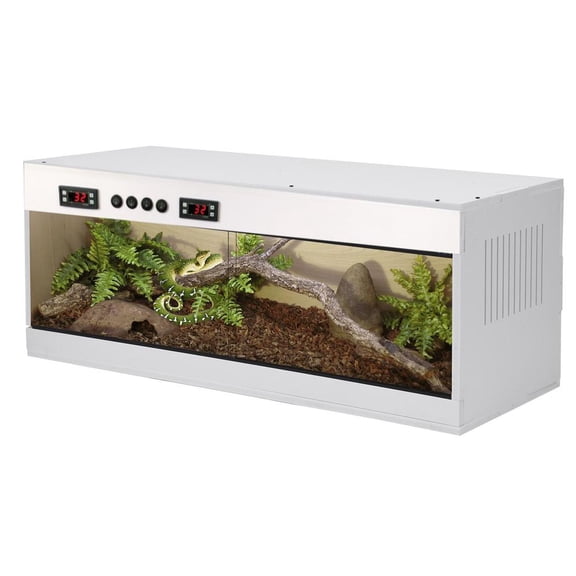 Large Reptile Terrarium 39x16x16 Inches, Tempered Glass Reptile Enclosure, Ventilated Habitat for Tortoises Ball Pythons(Dual Temperature Control)