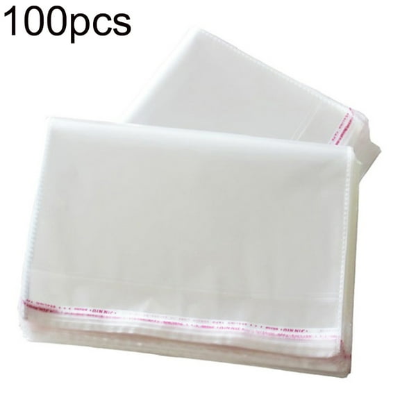 Large Resealable Cellophane Bags, 100ct Plastic Clear Self-sealing Gift Bags Self-Adhesive Sealing Plastic Bags in Bulk for Gifts and Clothes Jewelry Gift Package Pouch