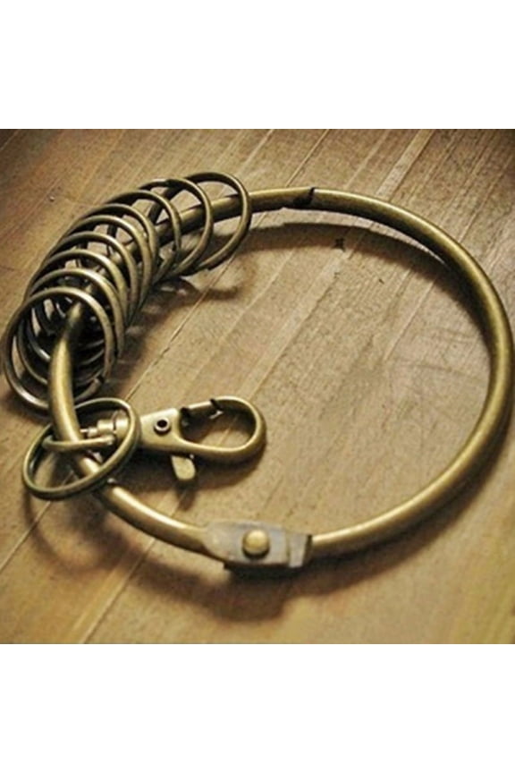 Large Retro Vintage Alloy Key Rings Bronze Round Circular Sale Holder F5E2