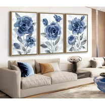 Large Retro d Wall Art - Natural Float d Vintage Flowers Canvas William Morris Painting Pictures Rustic Floral Pattern Prints Artwork for Living Room Bedroom Office Decor 48" X 24" Set of 3