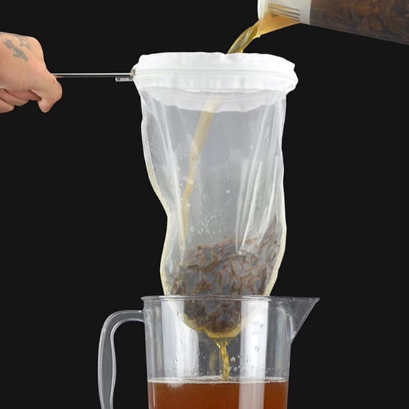 Large Reusable Coffee/Tea Filter Traditional Thai Style Cloth Coffee Filter Coffee Strainer Cloth Tea Filter Sock Metal Handle Filter Pour Over Coffee Dripper Filter