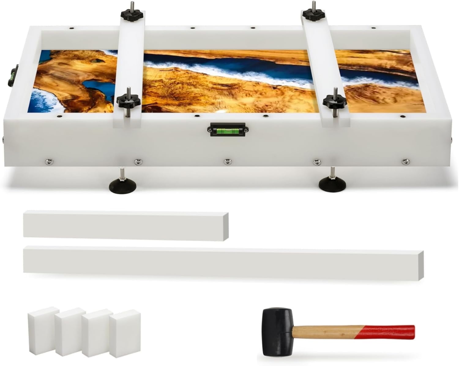 Large Reusable Epoxy Resin Mold 24x12x3 Inches, Adjustable & Leak-Proof Design, Heavy Duty Silicone Form for River Tables, Coffee Tables, Trays, Cutting Boards, DIY Resin Casting Projects