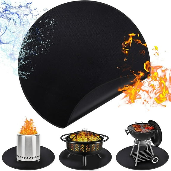 Large Reusable Fire Pit Mat For Patio, Fireproof Mat, Ember Mat, Protective Mat For Deck And Patio, Round Mat