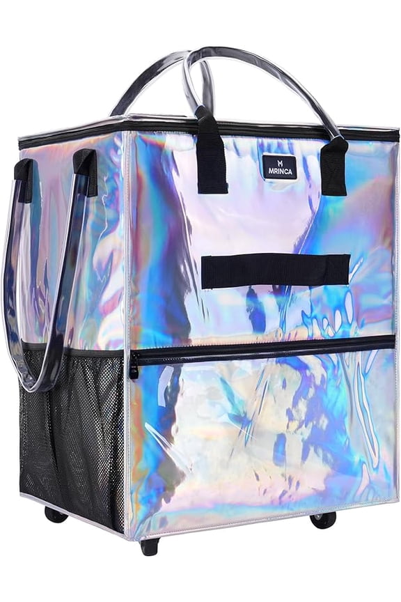 Large Reusable Grocery Bag On Wheels, 130L Foldable Shopping Trolley with 5 Enhanced Stability Wheels, Water Resistant, Multiple Pockets & Heavy Duty Handle, for Groceries, Outdoor, Gradient Silver