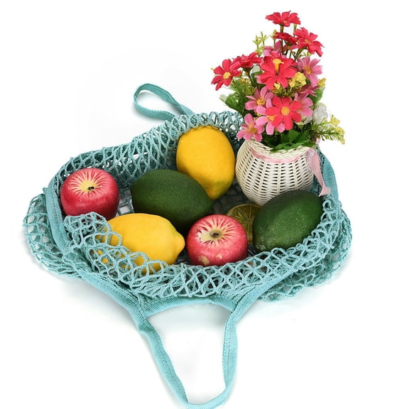 Large Reusable Mesh Grocery Bag - Eco Friendly Shopping & Produce Storage Sack for Market/Fruits/Toys (15" Expandable, Washable)