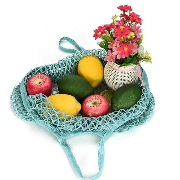 Large Reusable Mesh Grocery Bag - Eco Friendly Shopping & Produce Storage Sack for Market/Fruits/Toys (15" Expandable, Washable)