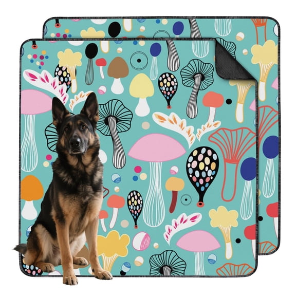 Large Reusable Potty Pads Featuring Foliage Illustrations, Washable Mat with Grip Backing for Puppy Pads and Home Floors (Plant patterns, 48"x48")
