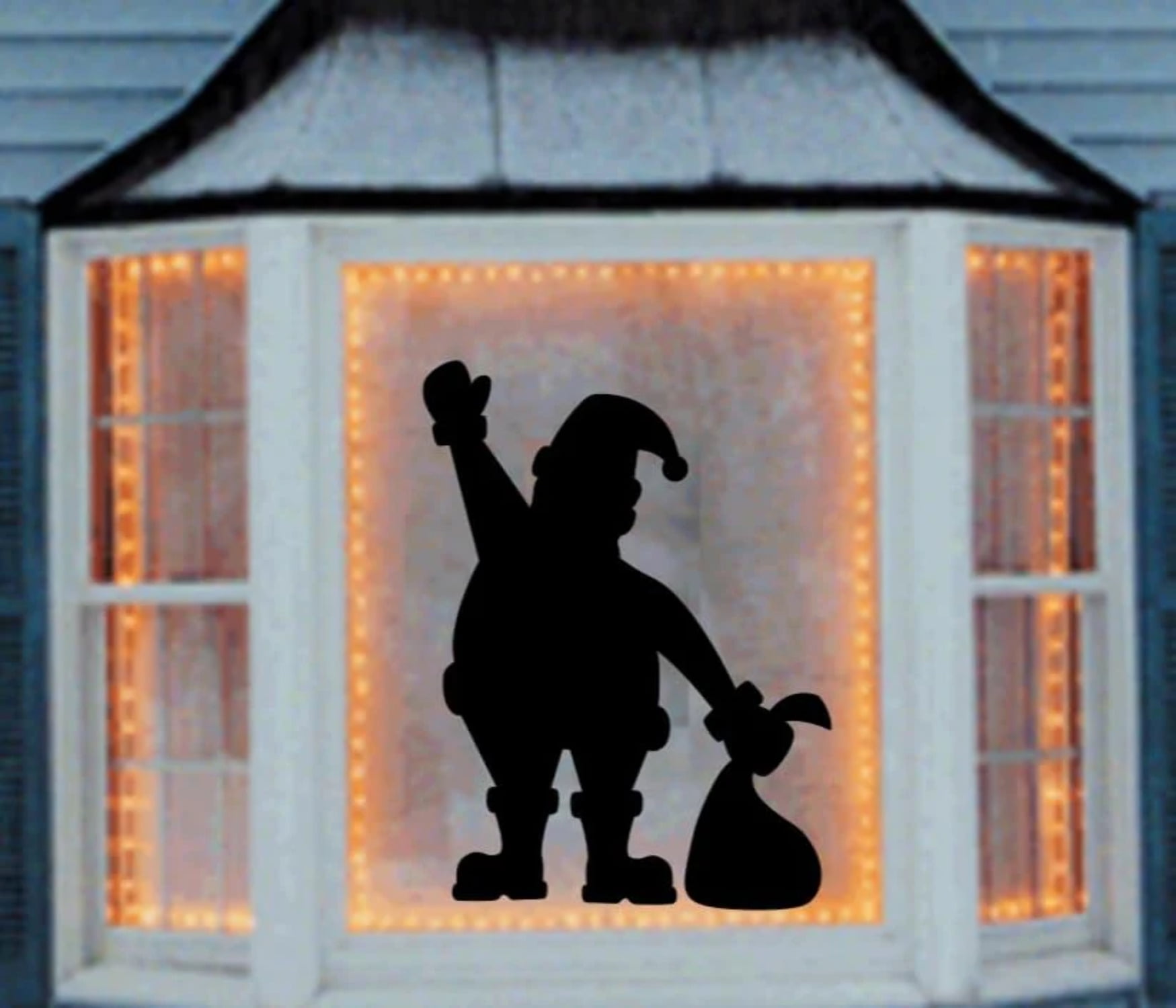 Large Reusable Santa Clause waving Silhouette, Christmas Window Decal