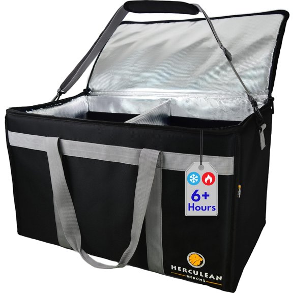 Large Reusable Thermal Food Delivery Bag for Hot and Cold Transport, Commercial Grade