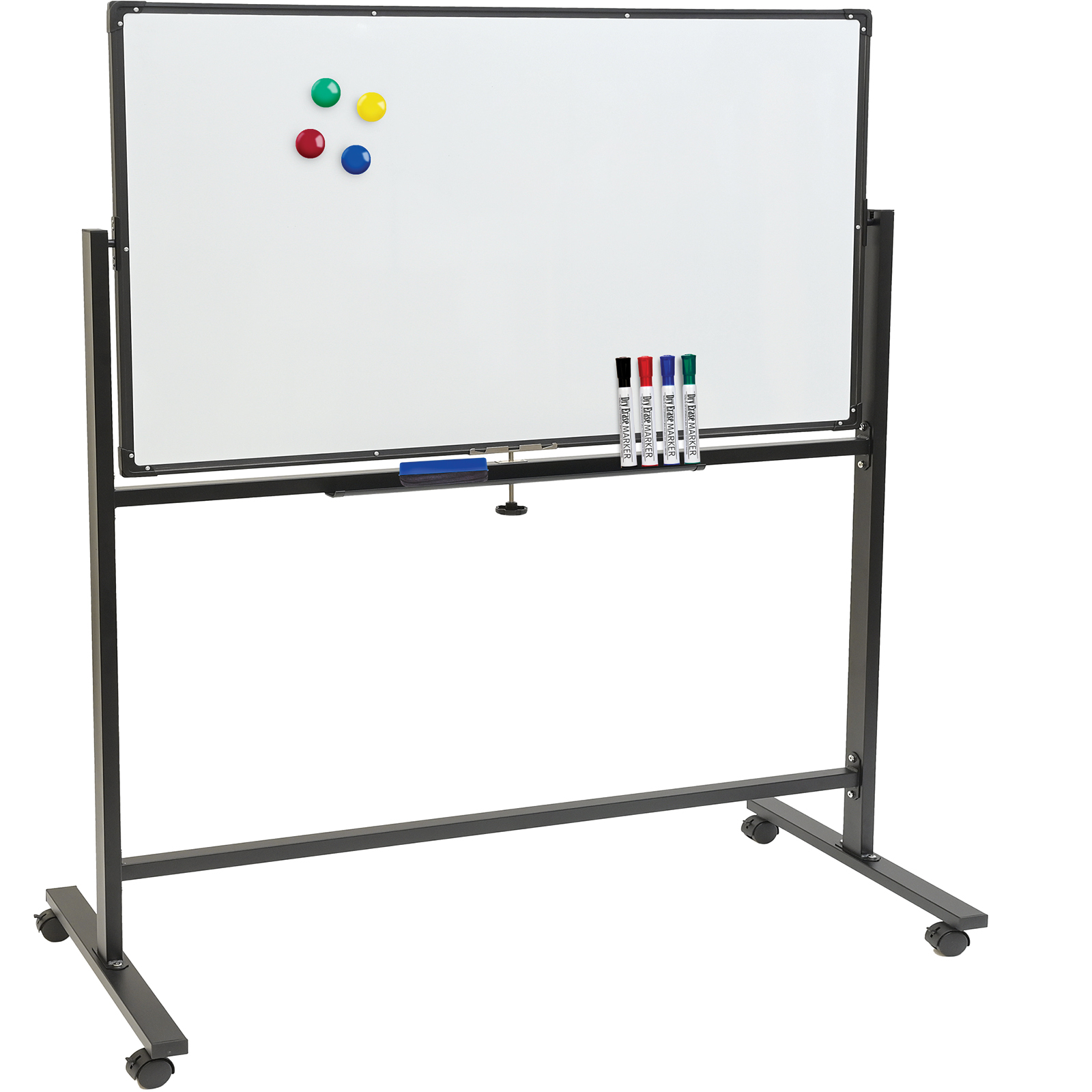 Costway 48x36" Double-Sided Mobile Whiteboard - Magnetic, Height Adjustable, Reversible