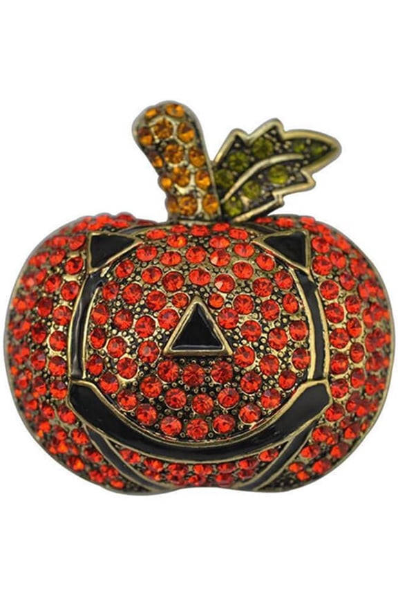 Large Rhinestone Enamel Pumpkin Brooches Unisex Halloween Brooch Pin